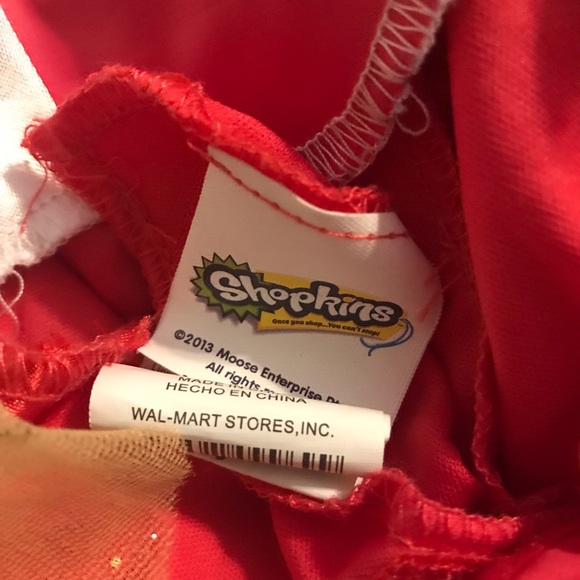 Shopkins Girls Costume Dress Poppy Popcorn White & Red Glittery Gown Dressup - Picture 2 of 4